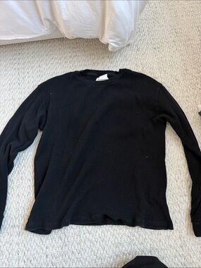 Joe's Jeans Black Long Sleeve Thermal Tee